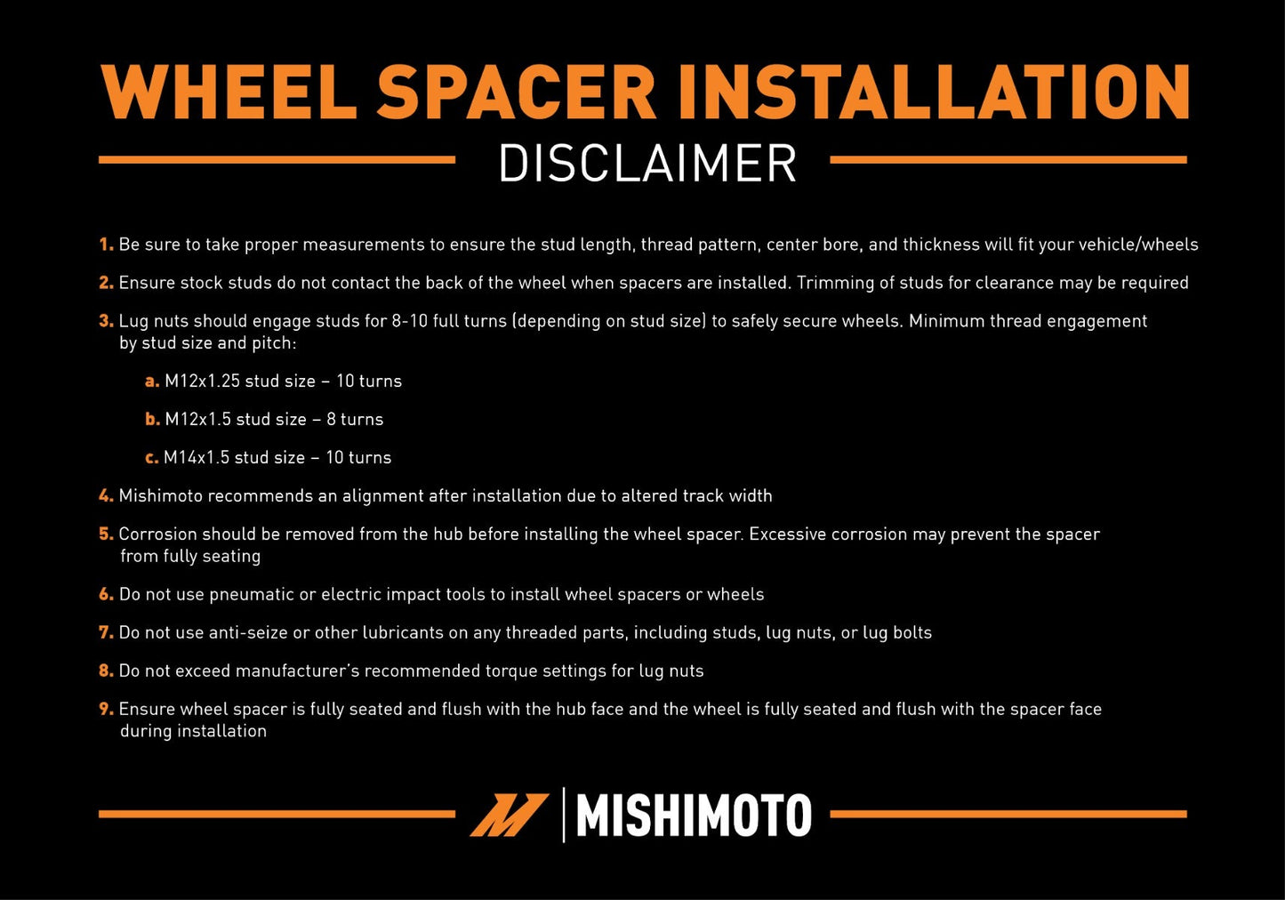 Mishimoto MMWS-001 5x114.3 Wheel Spacers, Fits Ford Mustang 2015+