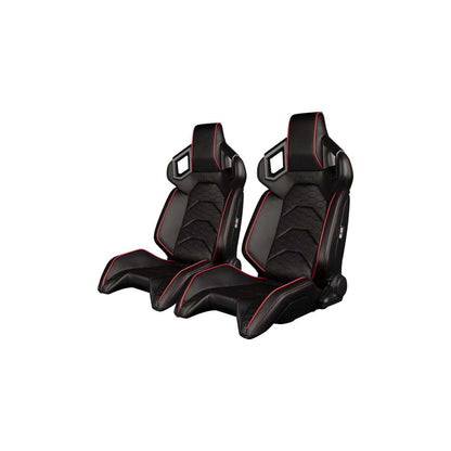 BRAUM Alpha-X Series Sport Reclinable Seats (Black Leatherette Red Trim) – Priced Per Pair