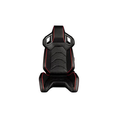 BRAUM Alpha-X Series Sport Reclinable Seats (Black Leatherette Red Trim) – Priced Per Pair