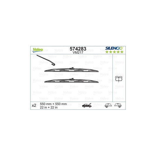 Valeo Silencio, Silencio Conventional Set 574283 Wiper Blade For Peugeot 405 | ML Performance UK Car Parts