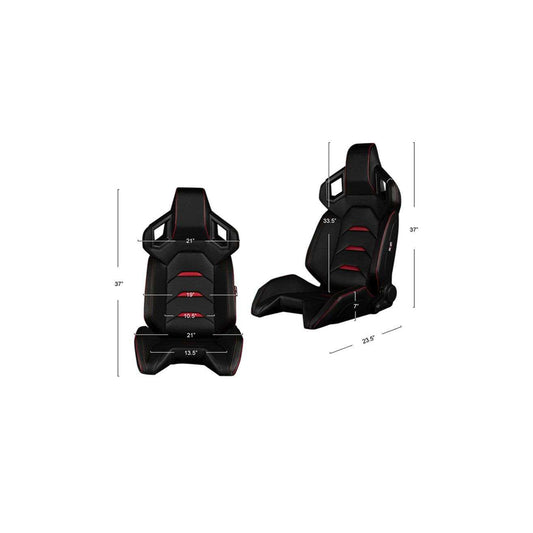 BRAUM Alpha-X Series Sport Reclinable Seats (Black Leatherette Red Trim) – Priced Per Pair | ML Performance UK Car Parts