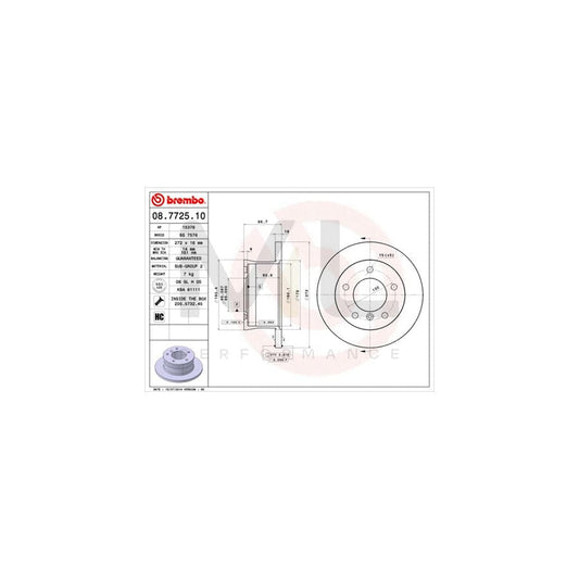 BREMBO 08.7725.10 Brake Disc Solid, High-carbon, with bolts/screws | ML Performance Car Parts