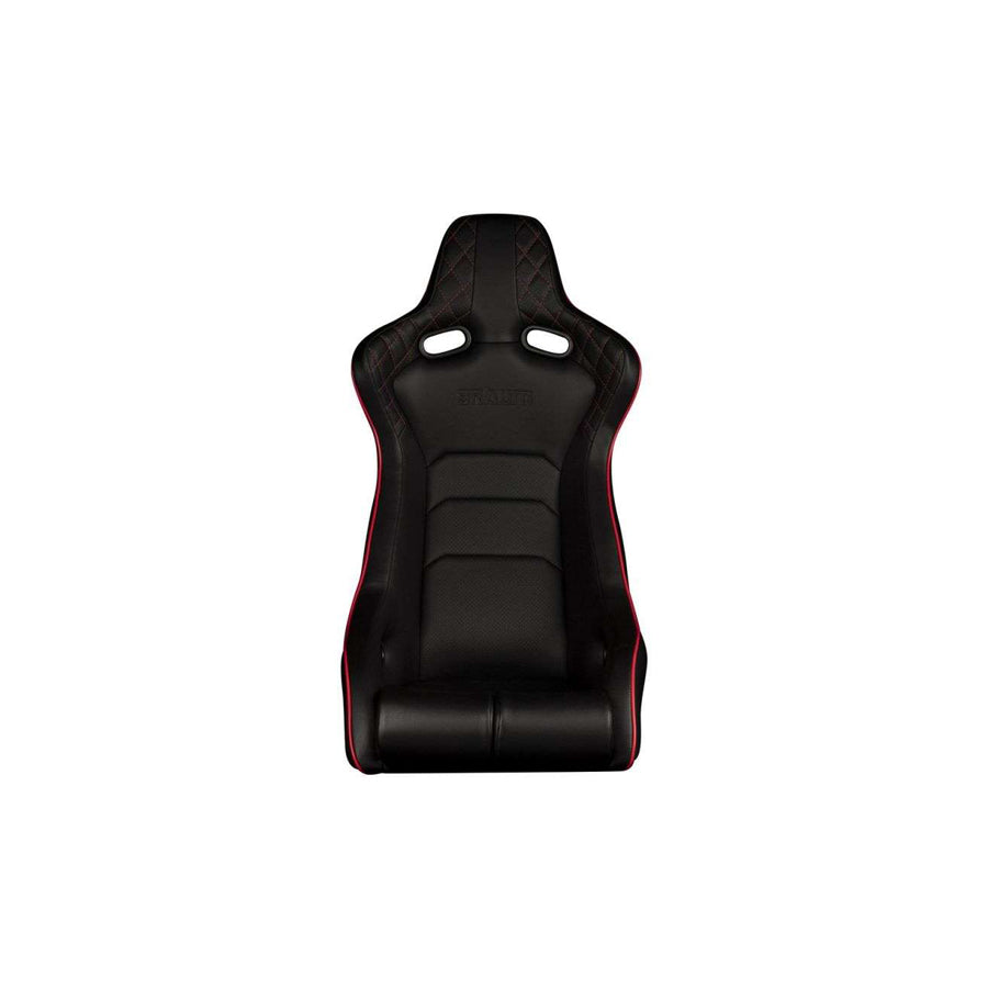 BRAUM Venom-X Fixed Back Bucket Seat (Black Leatherette Diamond Red Trim) - Priced Per Seat