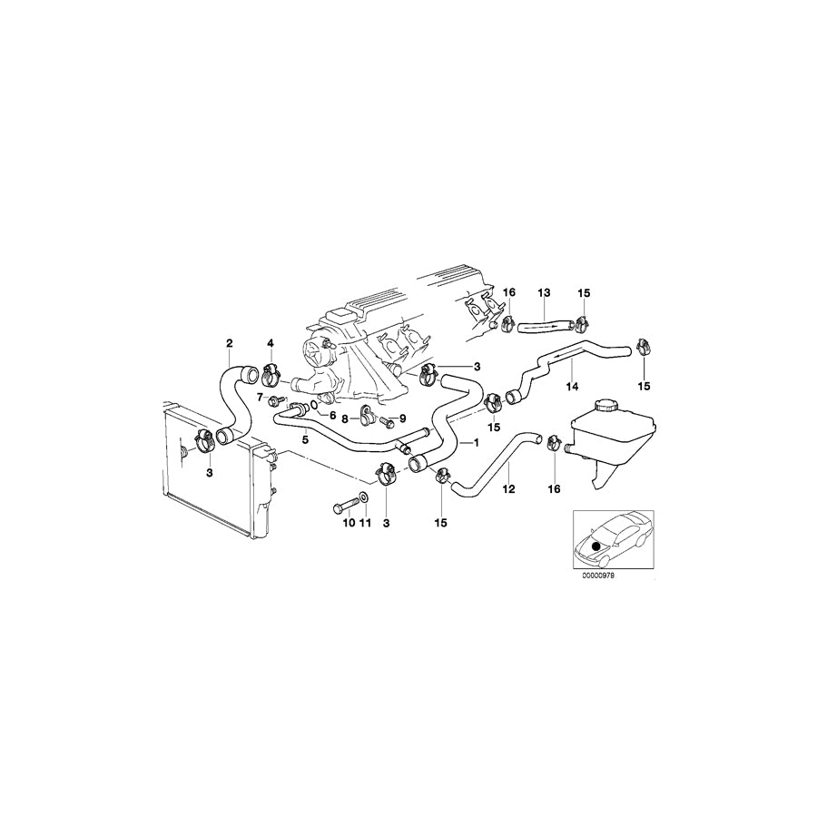 Genuine BMW 11532246002 E38 Water Hose (Inc. 725tds) | ML Performance UK Car Parts