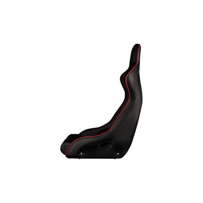 BRAUM Venom-X Fixed Back Bucket Seat (Black Leatherette Diamond Red Trim) - Priced Per Seat