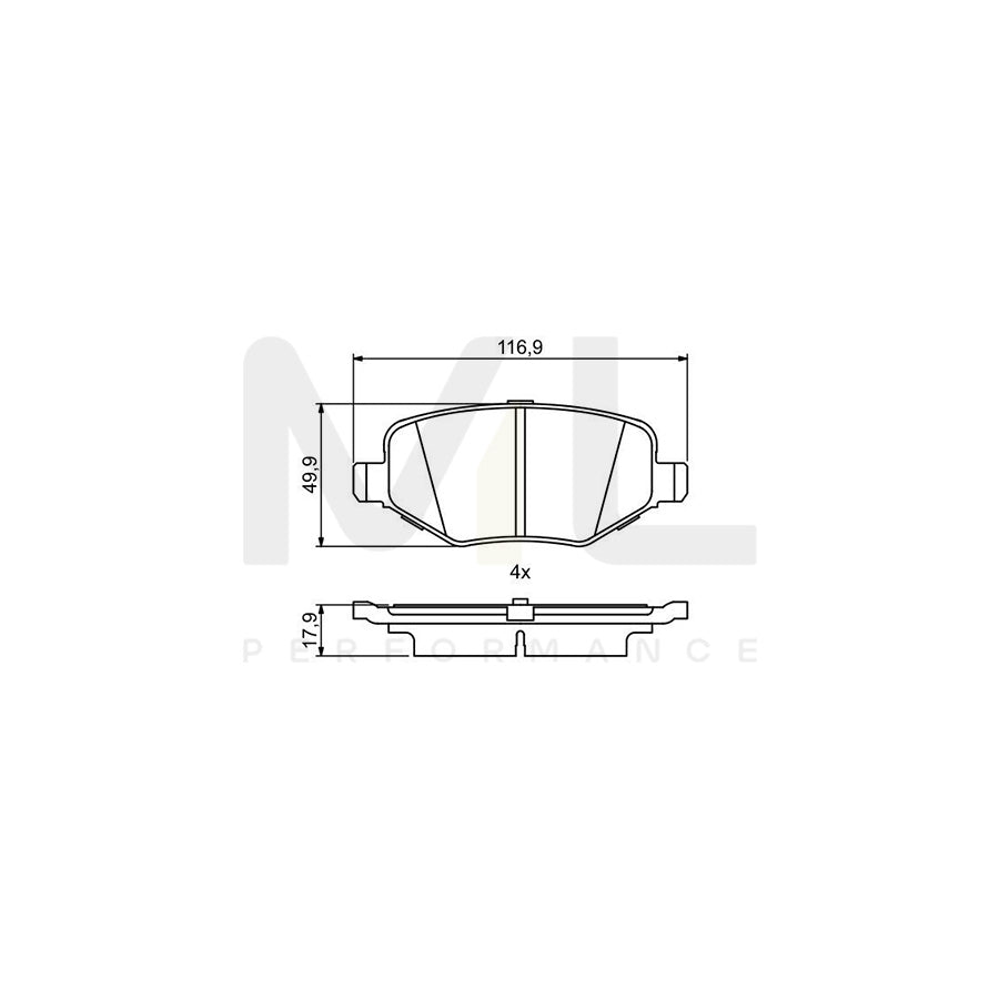 Bosch 0986495395 Brake Pad Set For Ford Usa Explorer Mk5 (U502) With Anti-Squeak Plate BP1768 | ML Performance Car Parts