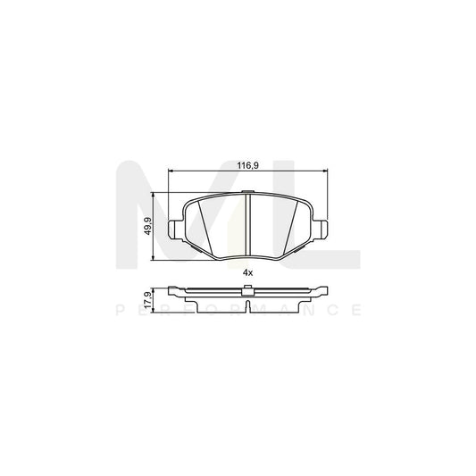 Bosch 0986495395 Brake Pad Set For Ford Usa Explorer Mk5 (U502) With Anti-Squeak Plate BP1768 | ML Performance Car Parts