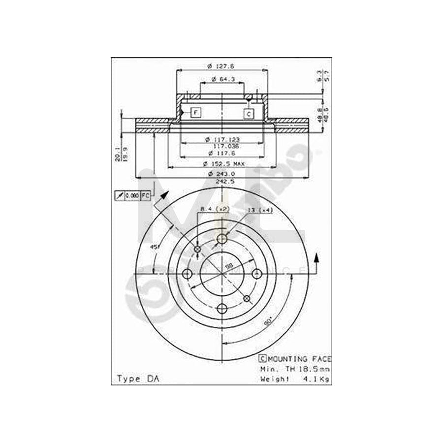 BREMBO 09.4289.20 Brake Disc for FIAT 131 Saloon (131) Internally Vented, with bolts/screws | ML Performance Car Parts