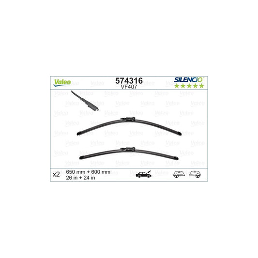 Valeo Silencio Flat Blade Set, Silencio X.Trm 574316 Wiper Blade Suitable For Mercedes-Benz Vaneo (W414) | ML Performance UK Car Parts