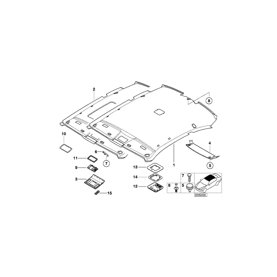 Genuine BMW 51448222660 E46 Headliner Its HELLGRAU (Inc. 328Ci, 330Cd & M3) | ML Performance UK Car Parts