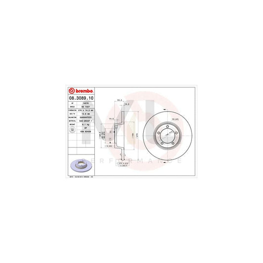 BREMBO 08.3089.10 Brake Disc Solid | ML Performance Car Parts