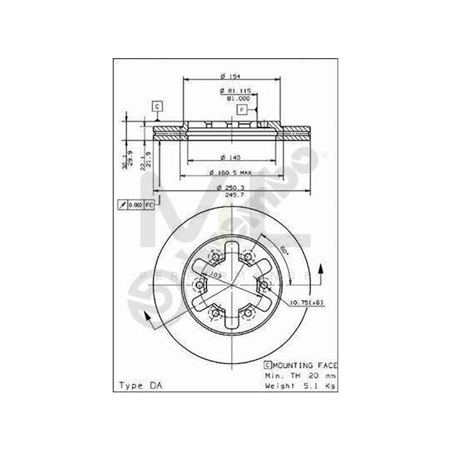 BREMBO 09.5014.10 Brake Disc for NISSAN Pick Up (720) Internally Vented | ML Performance Car Parts