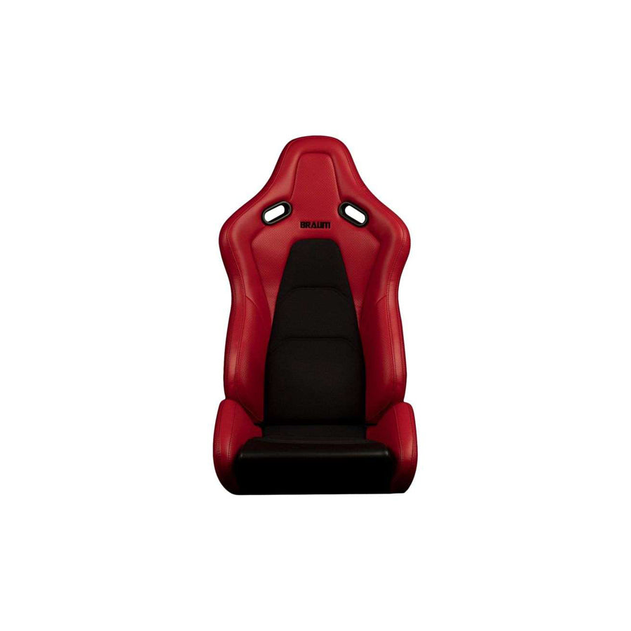 BRAUM Falcon-S Series Reclinable Composite Seats (Red Leatherette Alcantara Inserts Black Stitching) – Priced Per Pair