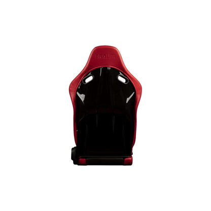 BRAUM Falcon-S Series Reclinable Composite Seats (Red Leatherette Alcantara Inserts Black Stitching) – Priced Per Pair