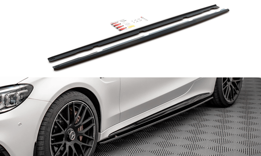 Maxton Design ME-C-205F-AMG-C-SD1T Side Skirts Diffusers V.1 Mercedes Benz C63 AMG Coupe C205 (Facelift) | ML Performance UK Car Parts