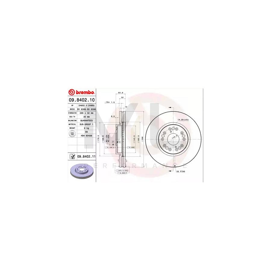 BREMBO COATED DISC LINE 09.8402.11 Brake Disc Internally Vented, Coated | ML Performance Car Parts