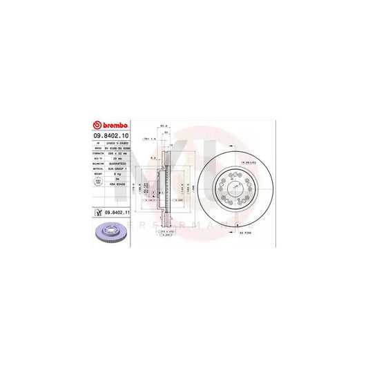 BREMBO COATED DISC LINE 09.8402.11 Brake Disc Internally Vented, Coated | ML Performance Car Parts