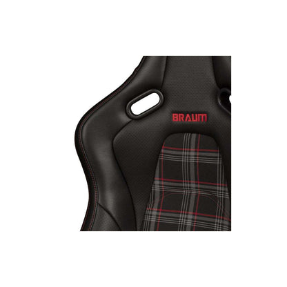 BRAUM Falcon-S Series Reclinable Composite Seats (Black Leatherette Red Plaid) – Priced Per Pair