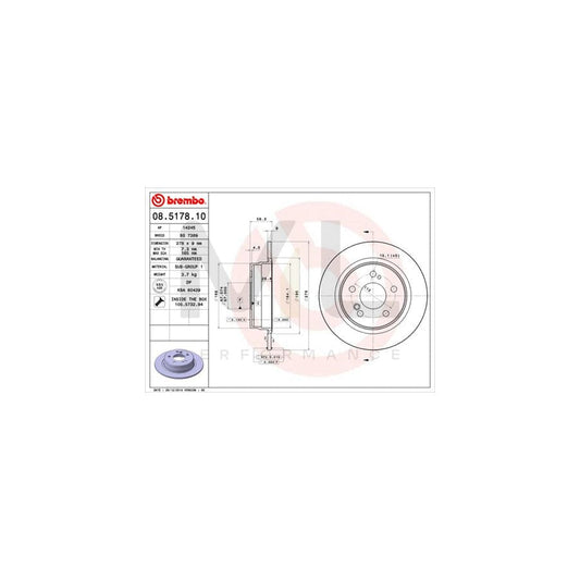 BREMBO 08.5178.10 Brake Disc Solid, with bolts/screws | ML Performance Car Parts