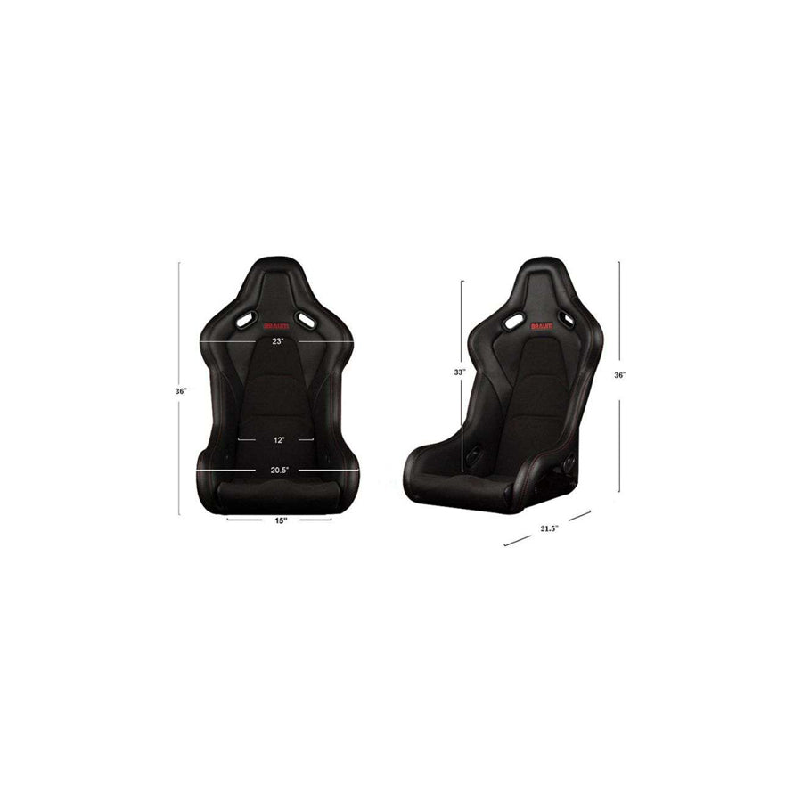 BRAUM Falcon-S Series Fixed Back Bucket Composite Seat (Black Leatherette Alcantara Inserts White Stitching) - Priced Per Seat | ML Performance UK Car Parts