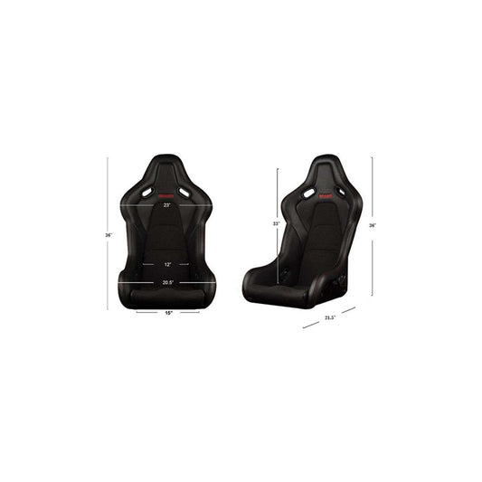 BRAUM Falcon-S Series Fixed Back Bucket Composite Seat (Black Leatherette Alcantara Inserts White Stitching) - Priced Per Seat | ML Performance UK Car Parts
