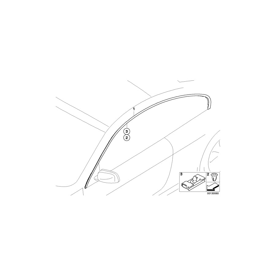 Genuine BMW 51717008585 E63 Roof Frame Strip, Left GLANZSCHWARZ (Inc. 650i, 635d & M6) | ML Performance UK Car Parts