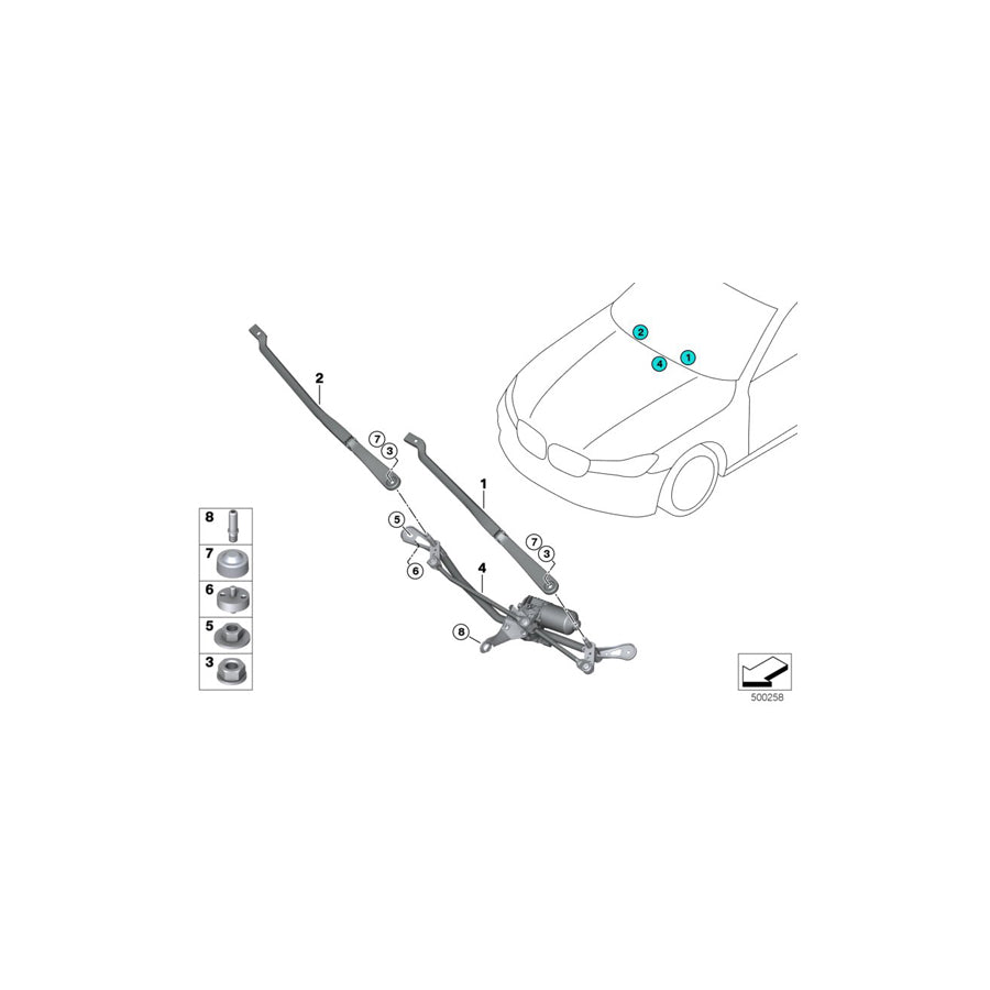 Genuine BMW 61617413988 G32 Wiper Arm, Passenger's Side (Inc. 630d, 620dX & 640i) | ML Performance UK