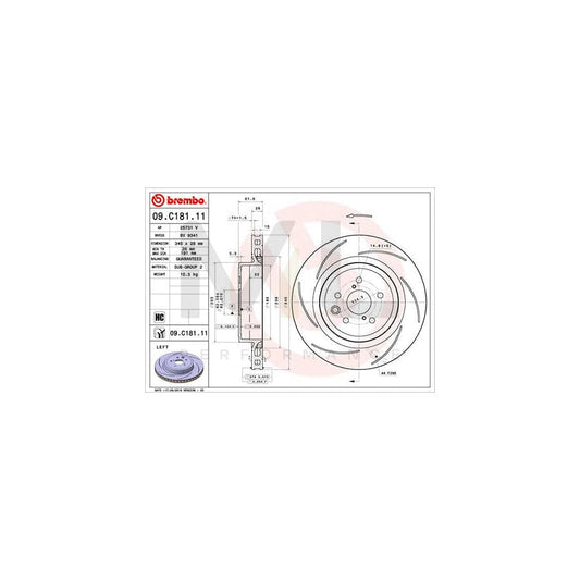 BREMBO 09.C181.11 Brake Disc Internally Vented, Slotted, Coated, High-carbon | ML Performance Car Parts