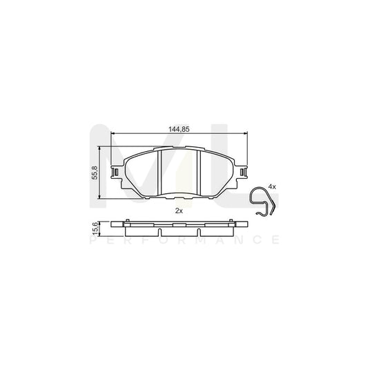 Bosch 0986495425 Brake Pad Set For Toyota Hilux Viii Pickup BP2057 | ML Performance Car Parts