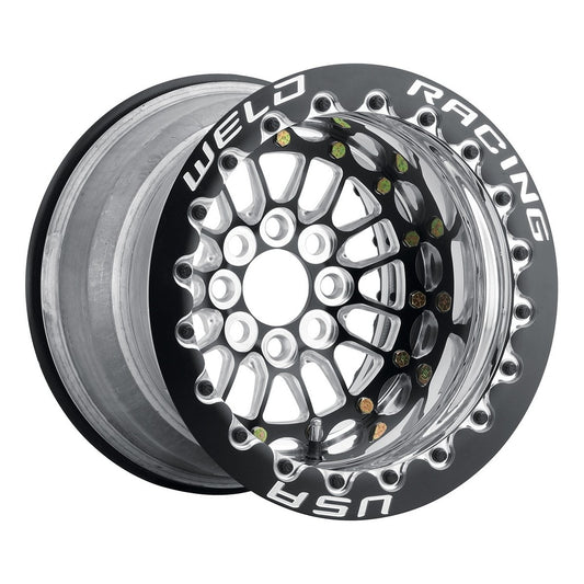 Weld 778B-31015F Tuner Import Wheel 13x10 4x100 ET-13 BS5 Black Center - Polished Shell