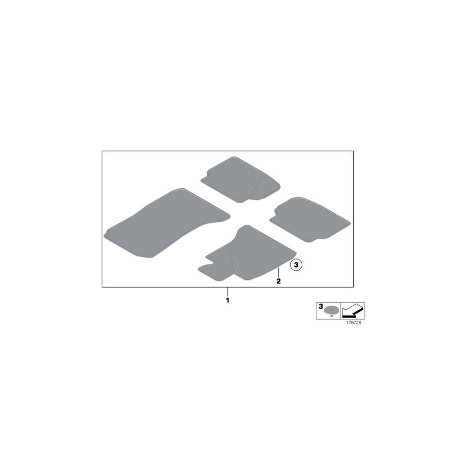 Genuine BMW 51479183388 F01 F04 Set Of Floor Mats Velours EVERESTGRAU (Inc. 730d, 740i & 760i) | ML Performance UK