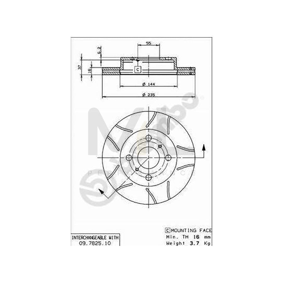 BREMBO MAX LINE 09.7825.75 Brake Disc Internally Vented, Slotted, Coated | ML Performance Car Parts