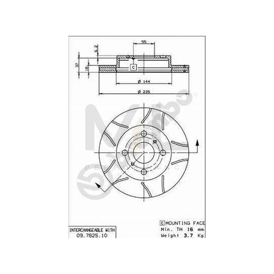 BREMBO MAX LINE 09.7825.75 Brake Disc Internally Vented, Slotted, Coated | ML Performance Car Parts