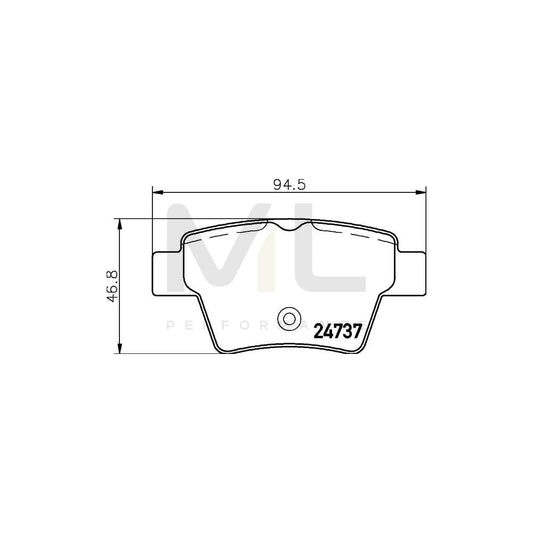 Hella 8DB 355 013-851 Brake Pad Set Not Prepared For Wear Indicator, With Brake Caliper Screws, With Accessories | ML Performance Car Parts