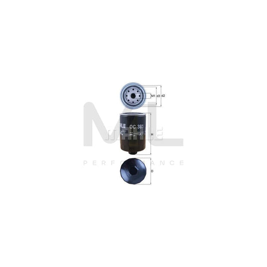 MAHLE ORIGINAL OC 381 Oil Filter for Spin-on Filter, with one anti-return valve | ML Performance Car Parts