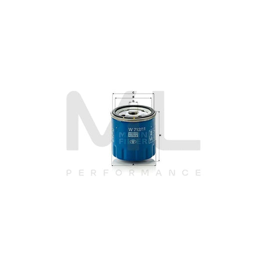 MANN-FILTER W 712/11 Oil Filter Spin-on Filter, with one anti-return valve | ML Performance Car Parts
