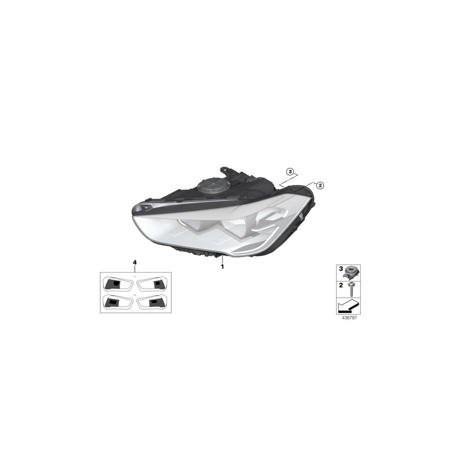 Genuine BMW 63117346536 F48 Headlight, Halogen, Right RHD (Inc. X1 16d, X1 18d & X1 25dX) | ML Performance UK