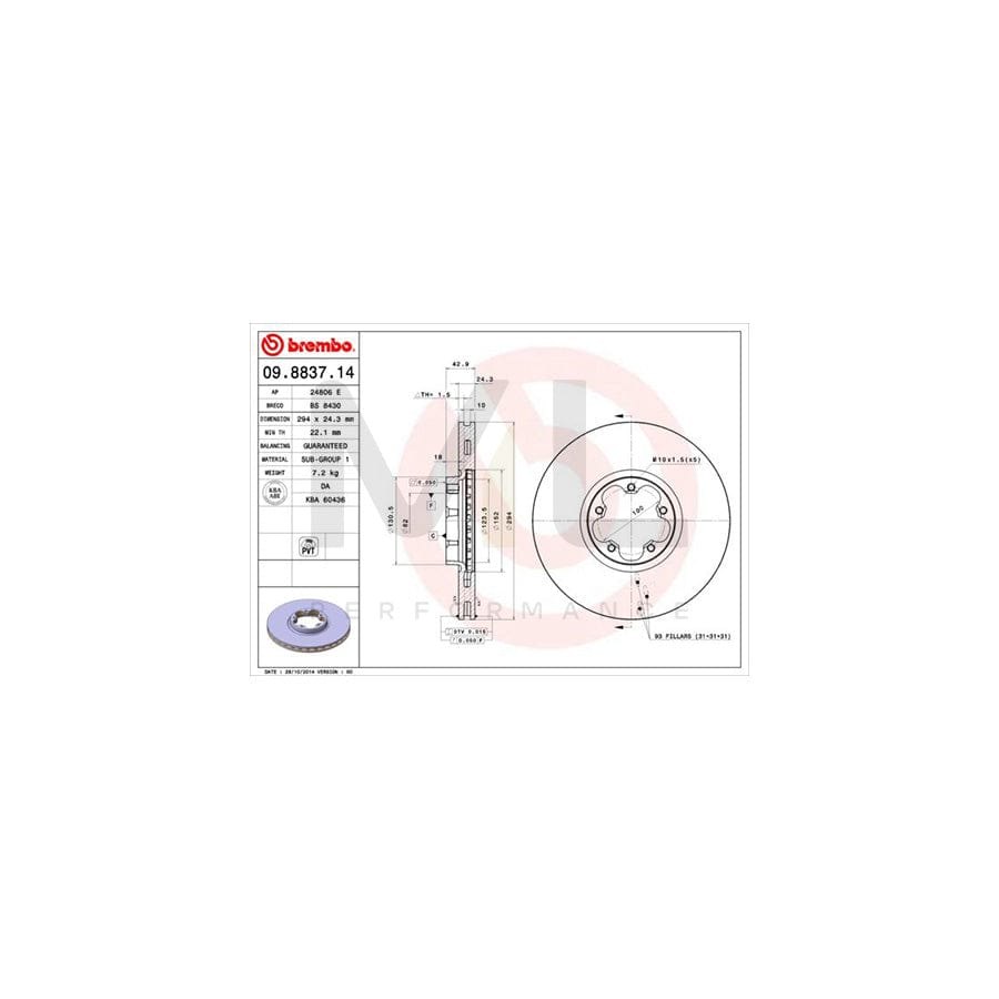 BREMBO 09.8837.14 Brake Disc for FORD TRANSIT Internally Vented | ML Performance Car Parts