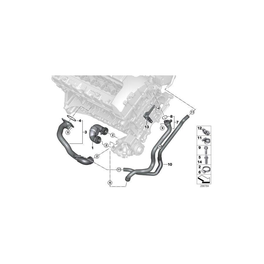 Genuine BMW 11537580585 E71 Water Hose, Inlet, Thermostat (Inc. X6 35iX) | ML Performance UK Car Parts