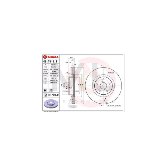 BREMBO COATED DISC LINE 09.7812.21 Brake Disc Internally Vented, Coated, High-carbon | ML Performance Car Parts