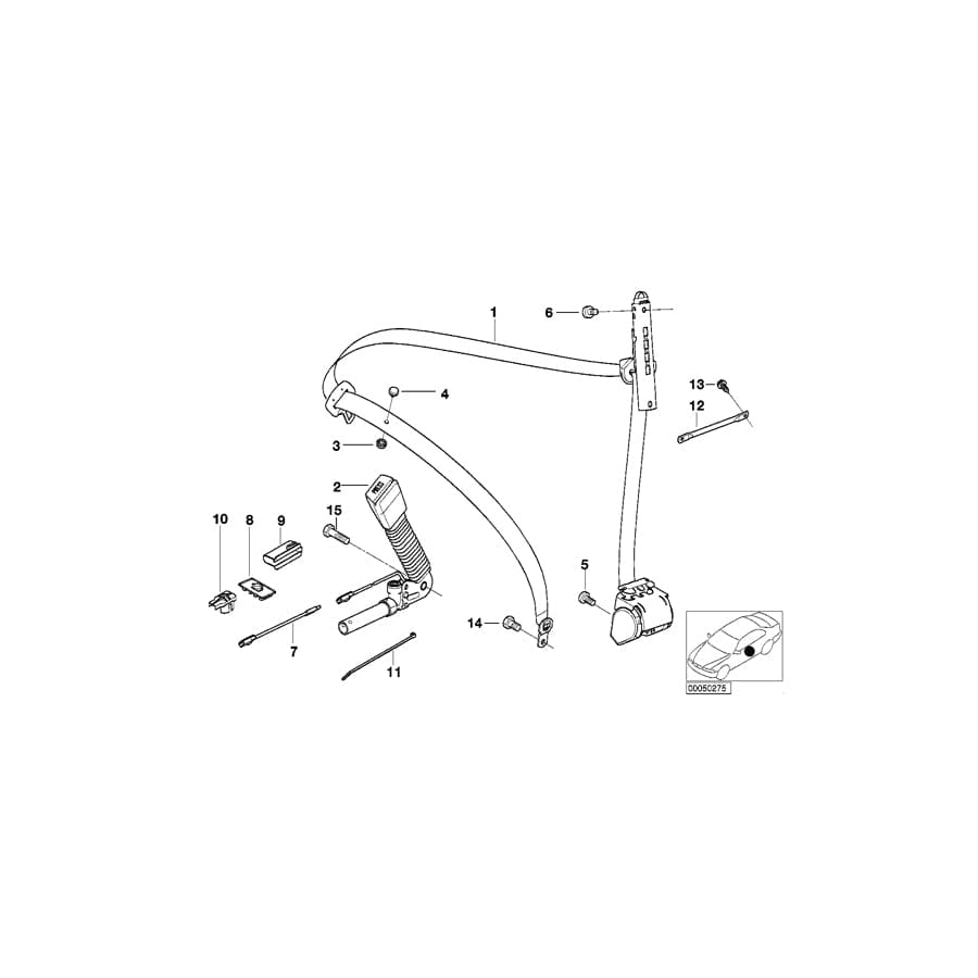 Genuine BMW 72118240232 E46 Rght Frnt Upper Belt W/O Force Limiter (Inc. 325i, 330d & 330i) | ML Performance UK Car Parts