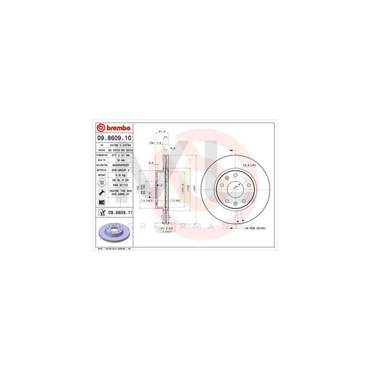 BREMBO 09.8609.10 Brake Disc for LAND ROVER FREELANDER Internally Vented, with bolts/screws | ML Performance Car Parts