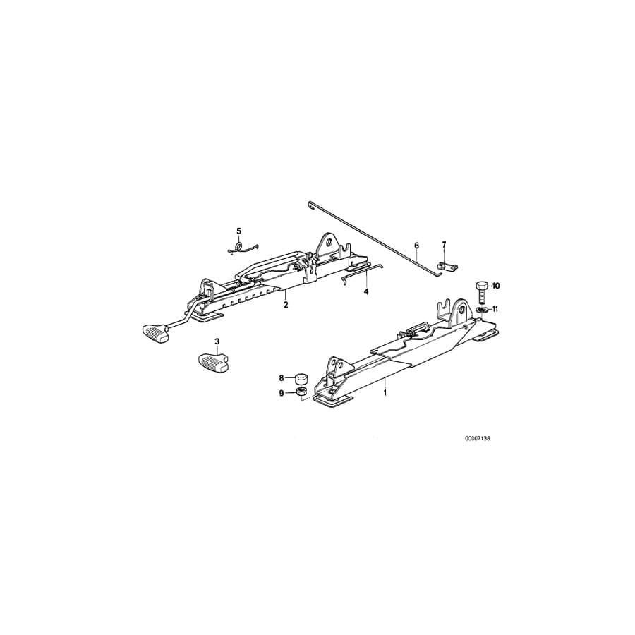 Genuine BMW 52101941977 E30 Seat Rail Inner Left (Inc. 320i, 318i & 320is) | ML Performance UK Car Parts