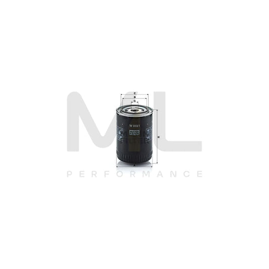 MANN-FILTER W 933/1 Oil Filter Spin-on Filter, with one anti-return valve | ML Performance Car Parts