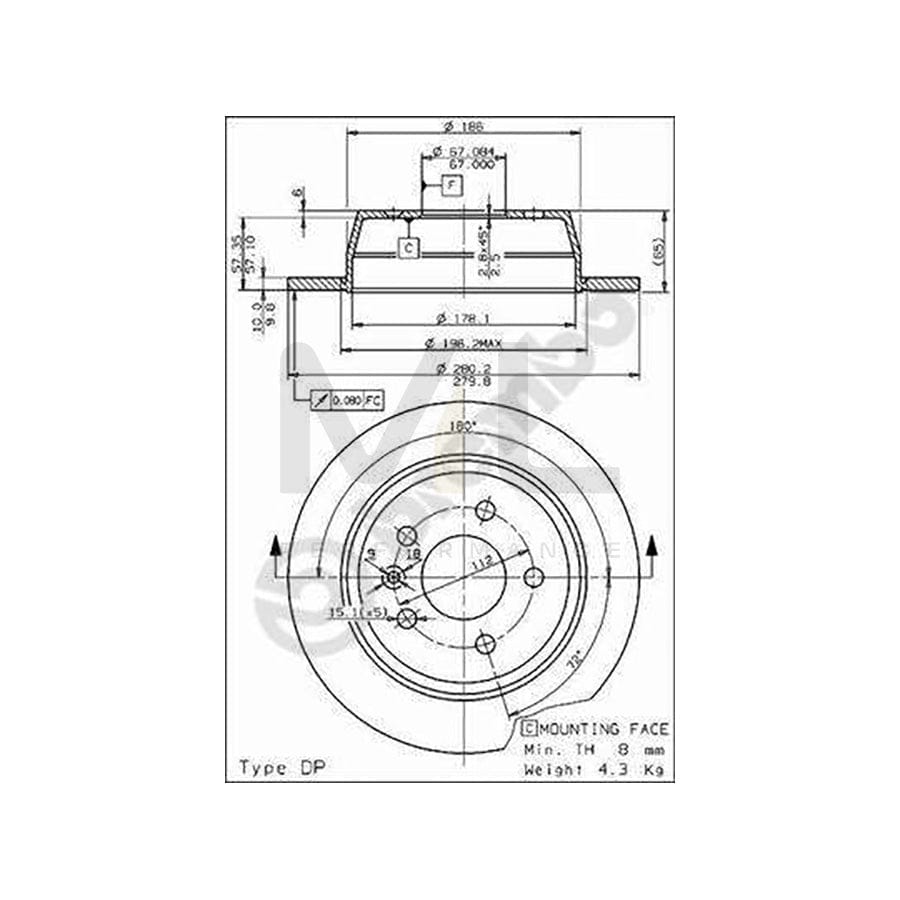 BREMBO 08.6968.10 Brake Disc Solid, High-carbon, with bolts/screws | ML Performance Car Parts