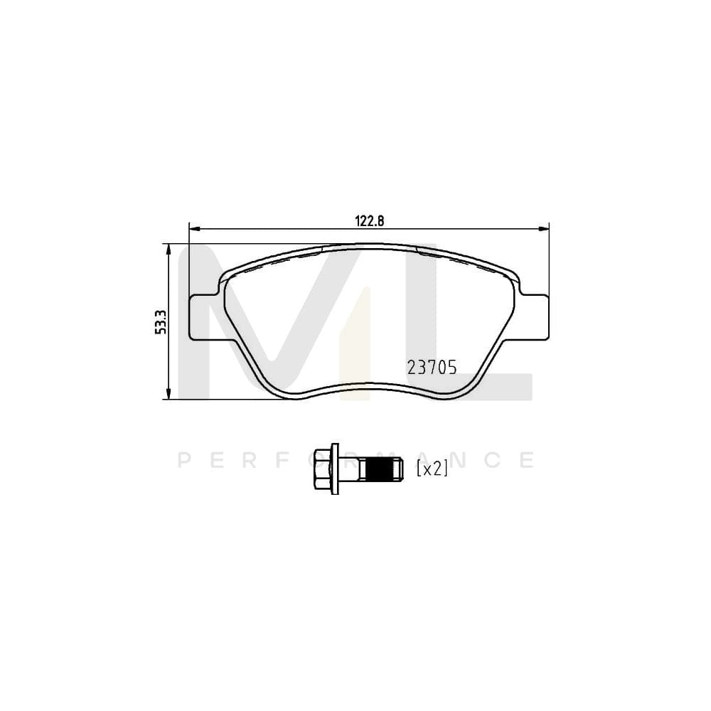 Brembo P 23 169 Brake Pad Set For Fiat Doblo Excl. Wear Warning Contact, With Brake Caliper Screws | ML Performance Car Parts