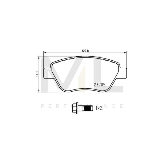 Brembo P 23 169 Brake Pad Set For Fiat Doblo Excl. Wear Warning Contact, With Brake Caliper Screws | ML Performance Car Parts