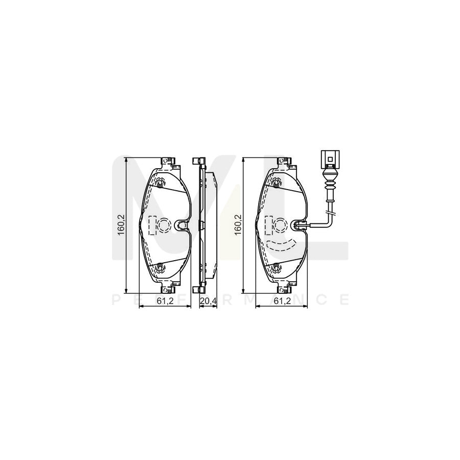 Bosch 0986Tb3166 Brake Pad Set Incl. Wear Warning Contact, With Integrated Wear Sensor  | ML Performance Car Parts