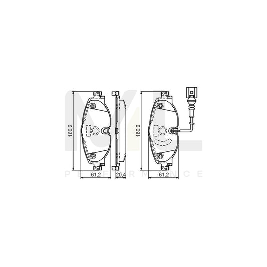 Bosch 0986Tb3166 Brake Pad Set Incl. Wear Warning Contact, With Integrated Wear Sensor  | ML Performance Car Parts