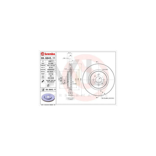 BREMBO COATED DISC LINE 09.6843.11 Brake Disc for FIAT Coupe (175) Internally Vented, Coated, with bolts/screws | ML Performance Car Parts